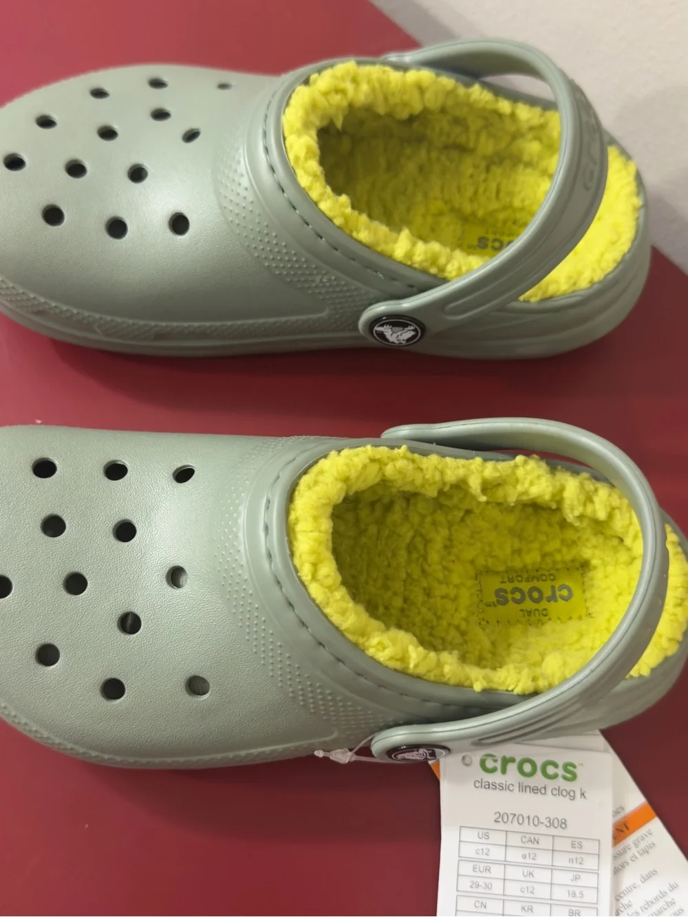 Kids Crocs Classic Lined Clogs Sage Green NWT Size C12